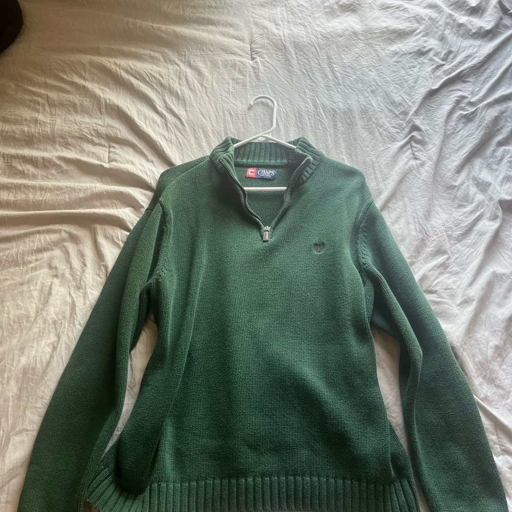 Chaps Forest Green Knit Quarter-Zip Pullover